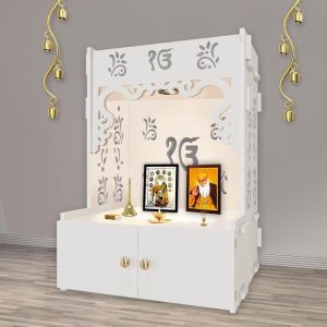 Ek Onkar Symbol Whtie Wooden Temple