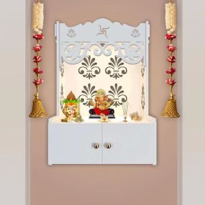 Floral Design Whtie Wooden Temple
