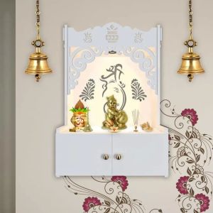 Ganesha Symbol Whtie Wooden Temple