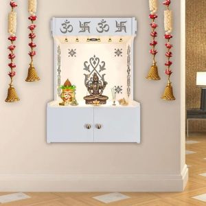 Om Swastik Symbol Whtie Wooden Temple