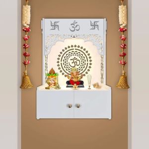 Om Symbol Whtie Wooden Temple