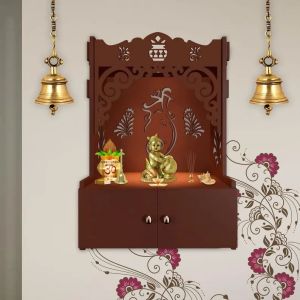 Onkar Symbol Brown Wooden Temple