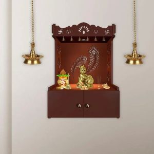 Peacock Feather Brown Wooden Temple