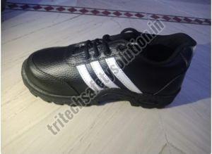 Synthetic Leather Safety Sports Shoes, Color : Black