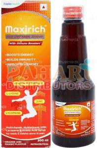 Maxirich Multivitamin Syrup, Color : Red, Packaging Type : Bottle