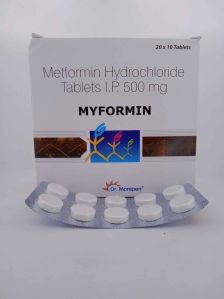 Myformin 500mg Metformin Tablets, Color : White for Oral