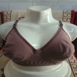 Ladies Plain Cotton Non-Padded Brown Bra