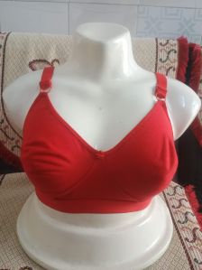Ladies Plain Cotton Non-Padded Red Bra