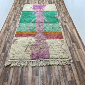 Abstract Stripe & Motif Hand Knotted Moroccan Rug