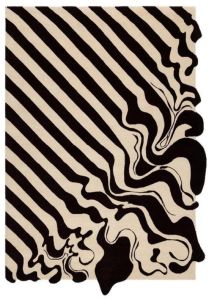Modern Beige Black Striped Melted Hand Tufted Area Rug