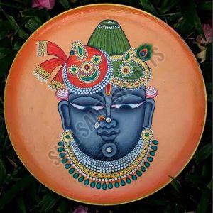 Wooden Round Shrinathji Plate