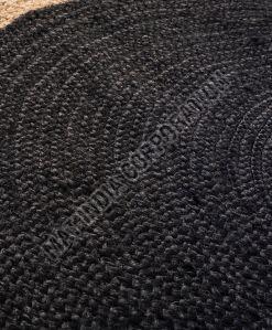 Plain Black Jute Rug