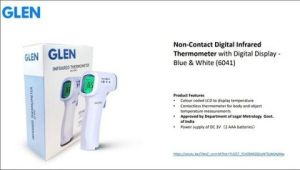 Plastic Glen Non Contact Digital Infrared Thermometer, Color : White