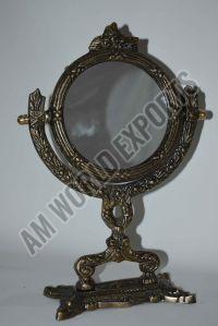 Aluminum Ornate Antique-Style Round Vanity Mirror