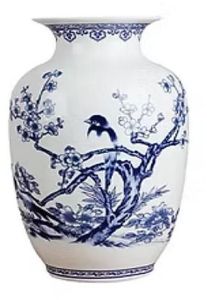 Glazing Printed Blue Ceramic Flower Vase